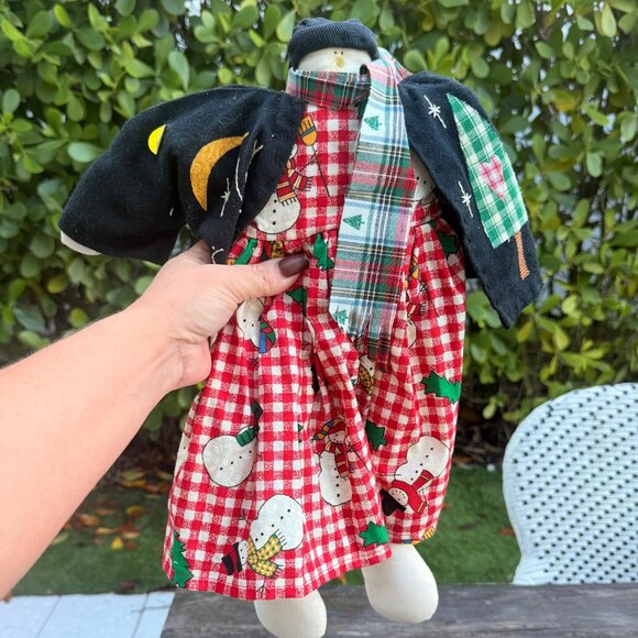 Vintage Lot Primitive Folk Art Handmade Dolls Snowman Santa Gingerbread Girl Boy - Picture 11 of 15